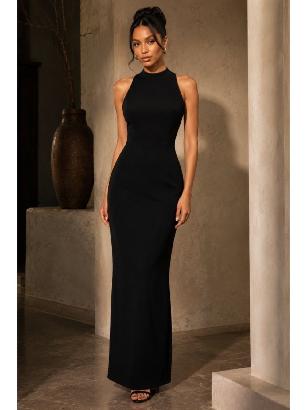 Vintage Rampage Black Open Back Maxi Dress Size 11 Formal Evening Cocktail Gown
